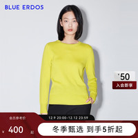 BLUE ERDOS羊绒衫女100%山羊绒圆领简约保暖基础打底毛衣针织套衫 黄绿 160/80A/S