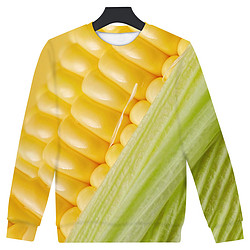powersnail秋季上衣爆款玉米图案印花长袖搞怪衣服个性气质潮流百
