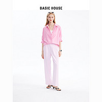 BASICHOUSE 百家好 Basic House/百家好淡粉色直筒垂感女2023夏日新款宽松薄款裤子女