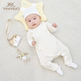 英氏（YEEHOO）婴儿衣服新生儿连体衣男女宝宝纯棉新疆棉婴幼儿居家爬服LB02026A 星辰和蛤YLHAJ02041A 52cm(0-1月  2-3.5kg)