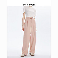 BASICHOUSE 百家好 Basic House/百家好收腰直筒西装裤女2023夏季新款垂感宽松休闲裤