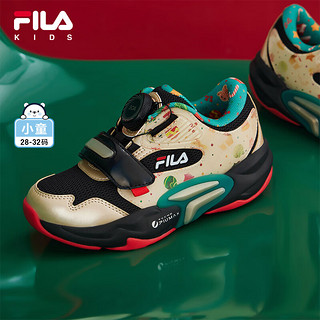 FILA【圣诞款】斐乐儿童童鞋2024年春季小童男童BOA旋钮运动鞋潮 黑/霜冻杏仁-BF 32码/内长20.0cm