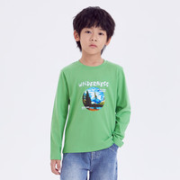 小猪班纳童装2024春装儿童圆领上衣中大童男童长袖T恤男孩潮 豆蔻绿 110cm