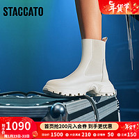 STACCATO 思加图 切尔西靴冬季新款奶油鞋休闲粗跟时装靴女中靴EFU03DZ3 黑色（单里） 37