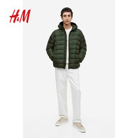 H&M HM男装棉衣冬季保暖轻便纯棉绗缝潮流连帽外套1183921