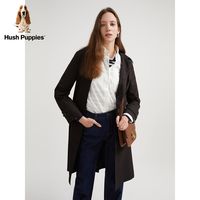 Hush Puppies暇步士女装2022春简约翻领修身风衣外套女|HJ-22131
