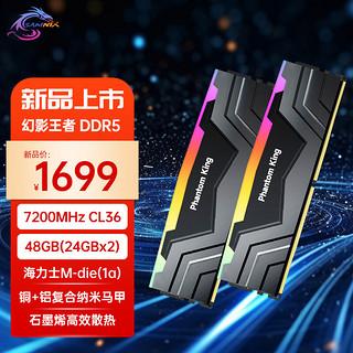 SK hynix 海力士 新乐士（SAMNIX）台式机内存条 48GB(24GBx2)DDR5 7200Mhz C36 黑灰 RGB灯条 海力士M-die 幻影王者电竞游戏