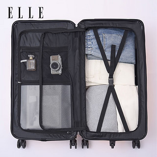 ELLE28英寸运动行李箱法国时尚拉杆箱女士旅行箱黑色高颜值TSA密码箱