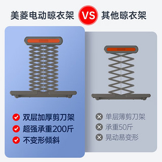 美菱（MeiLing）电动晾衣架离线语言声控全自动升降多功能晒衣架大屏照明智能隐藏 黑 双灯+风干烘干消毒+语音双排