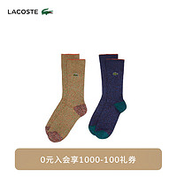 LACOSTE法国鳄鱼男女同款拼色刺绣logo中筒袜RA1499 MIG/蓝色/棕色 39/42