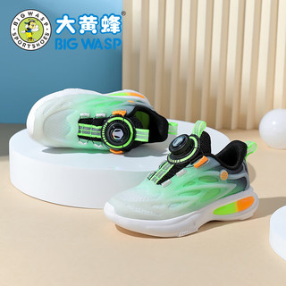 大黄蜂 BIG WASP童鞋儿童春季软底网面透气男童运动鞋 D112411018黑绿28