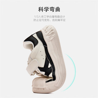 Kappa Kids背靠背卡帕秋季低帮鞋子校园儿童小众板鞋休闲鞋冬季童鞋易穿脱 米黑 26码