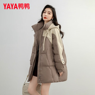 鸭鸭羽绒服 YAYA女宽松中长加厚外套HS 摩卡色 S