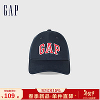 Gap男童春季2024LOGO复古撞色字母棒球帽儿童装890274鸭舌帽 海军蓝 6-14岁 S/M