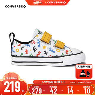 CONVERSE 匡威 儿童鞋婴童低帮涂鸦魔术贴帆布鞋春季宝宝鞋A07219C