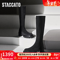 STACCATO 思加图 2023冬季新款时尚弹力靴袜靴长筒靴高靴瘦瘦靴女靴S6324DG3 焦糖棕（绒里） 35