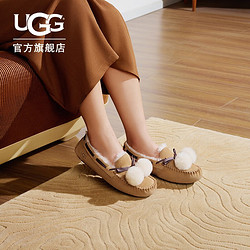 UGG 冬季女士舒适平底低帮茸茸毛球懒人豆豆鞋1138651 CHE | 栗色 37