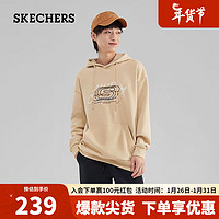 斯凯奇（Skechers）男女同款时尚舒适加绒连帽卫衣L323U081 爱尔兰奶油色/028R L