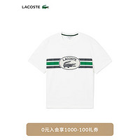 LACOSTE法国鳄鱼男装23冬季时尚百搭圆领短袖T恤TH5957 70V/米白色 6/XL/185