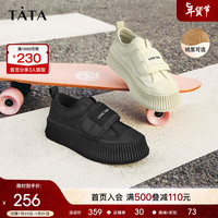 他她（TATA）休闲厚底穆勒鞋女外穿半拖鞋板鞋女2023饼干鞋女春秋W9ZA1AM3 黑色（单里） 38