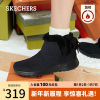 斯凯奇(Skechers)2023雪地靴女一脚蹬松糕底短靴子144034 全黑色/BBK 39