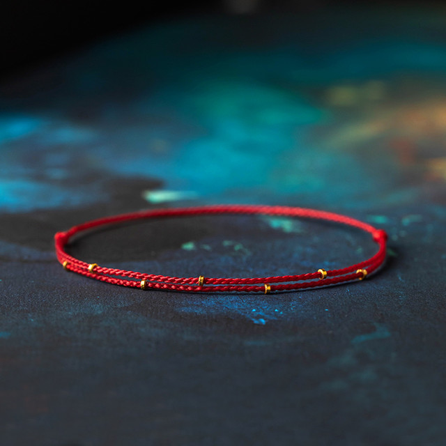 大善堂 2024大善堂黄金龙年本命年红手绳金圈编织绳足金情侣红绳手链女男
