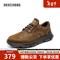 SKECHERS 斯凯奇 男士皮鞋一脚蹬轻质缓震商务休闲皮鞋204702  CDB深棕色 43