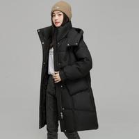 雪中飞 SNOWFLYING【优雅气质】女士长款连帽羽绒服冬户外过膝保暖外套女