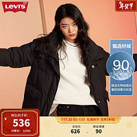 Levi's李维斯女士中长款羽绒服黑色显瘦保暖厚外套潮流休闲百搭 黑色 L