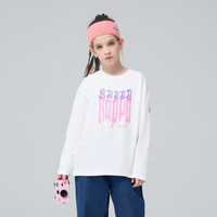 Kappa Kids卡帕长袖t恤纯棉上衣休闲打底儿童套头衫 白色 120