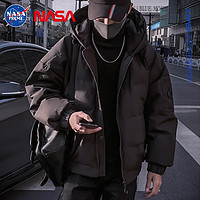 Colombass NASA潮牌羽绒服男冬季男士加厚短款潮流宽松连帽羽绒冬装外套 黑色(升级款) XL(130-145斤)