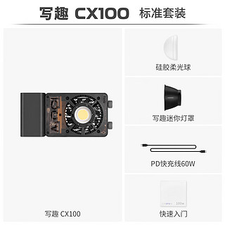 ZHIYUN 智云 写趣CX100补光灯 100W摄影口袋灯专业手持便携单反相机手机美颜户外视频室内常亮灯led 写趣CX100 标配