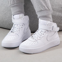 NIKE耐克板鞋女鞋 2024春季AIRFORCE1MID大童鞋魔术贴百搭运动休闲鞋 FN1193-111 37.5