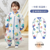 欧孕（OUYUN）【带脚套】婴儿睡袋春秋恒温睡袋周岁满月礼盒宝宝四季通用分腿 小小艺术家 中厚室温10~20° S码身高55-80厘米