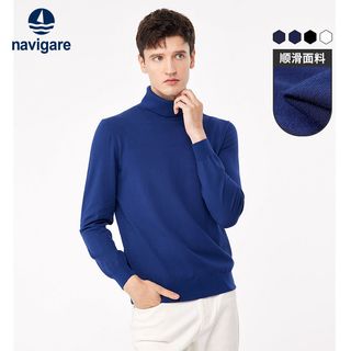 Navigare意大利小帆船高领毛衣男秋冬2021休闲纯色打底针织衫