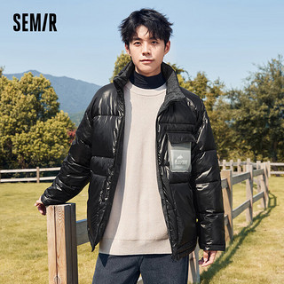 Semir 森马 棉服男oversize潮酷字母立领帅气机能风109722112104 黑色90001