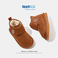天美意（TEENMIX）天美意儿童雪地靴加绒大棉靴女童炸街中大童短筒靴子  驼色   27码