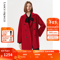 朗姿【会员优享】纯羊毛双面呢高级感时尚气质女大衣冬毛呢外套 大红色 165/84A/L