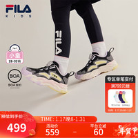FILA斐乐儿童童鞋2024春小童男女童BOA旋钮户外鞋舒适运动鞋 黑/水玫瑰-BR 29码 内长18.0cm