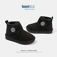 TEENMIX 天美意 儿童雪地靴加绒大棉靴女童炸街中大童短筒靴子  黑色   32码