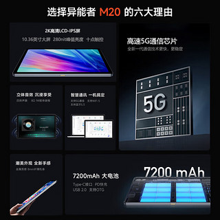 联想5G全网通Pad 10.36英寸 2K高清屏低蓝光护眼娱乐LTE通话平板电脑 异能者（6G+128G）太空灰 M20 5G版丨6G+128G丨 太空灰