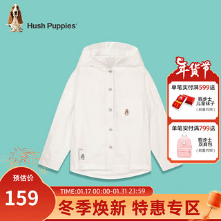 暇步士（Hush Puppies）童装女童长袖衬衫装儿童衬衫全棉牛津布时尚休闲潮 本白 120cm