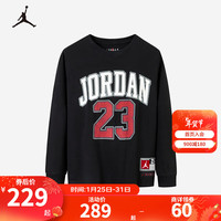 NIKE  JORDAN 耐克AJ童装男童23号长袖T恤23春秋儿童运动休闲上衣 正黑色/红色 150/72(M)