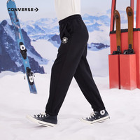 Converse匡威童装冬男童女童加绒长裤裤子儿童运动裤卫裤休闲裤 正黑色 120/56（6）