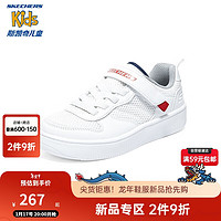 Skechers斯凯奇儿童鞋春秋款小白鞋女童透气板鞋轻便中大童休闲鞋405698L 白色/WHT 35