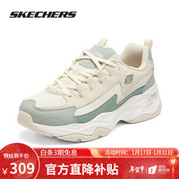 斯凯奇(Skechers)女鞋2024春季时尚休闲鞋女款低帮运动厚底老爹鞋闪电熊猫鞋 NTOL-自然/橄榄色 39