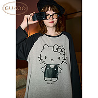 GUKOO 果壳 HelloKitty联名睡衣女春全棉家居服圆领套装新款睡衣A