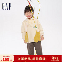 Gap 盖璞 男女幼童冬2023LOGO加绒保暖POLO领卫衣889909 米白色 90cm(1-2岁)亚洲尺码