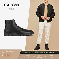 GEOX 杰欧适 男鞋2023秋季简约时尚休闲舒适马丁靴U36DGD 黑色C9999（绒里） 39