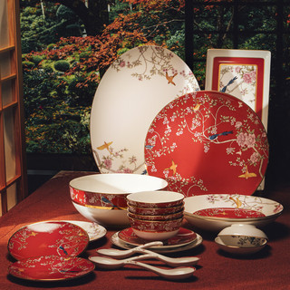 NARUMI/鸣海 QUEEN'S GARDEN系列(红色）22cm汤碗/11cm碗(3只装) 骨瓷 11cm碗(3只装)/97178-1913G 无盒
